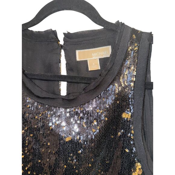 Michael Kors Black Gold Sequin Shift Dress Women’s Size 8 - Picture 7 of 7
